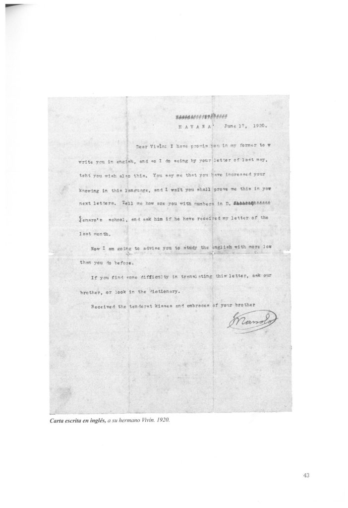 MANUEL RODRIGUEZ.-              AÑORANZA POR LAS FIESTAS DE RIBADEO Y CARTA EN INGLES A VIVIN.-